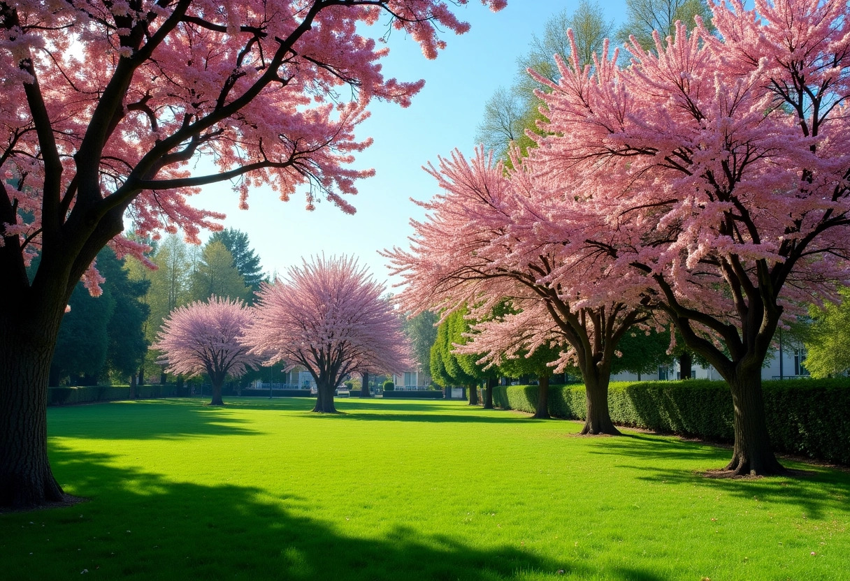 arbres à fleurs roses : printemps